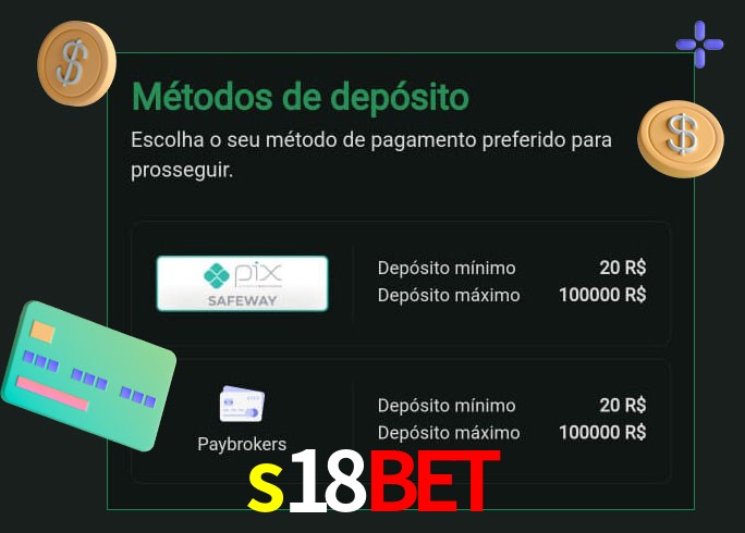 O cassino s18bet oferece uma grande variedade de métodos de pagamento